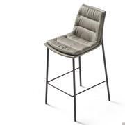 Dama swivel stool with metal legs. Leather upholstery and painted metal legs in the Charcoal finish.