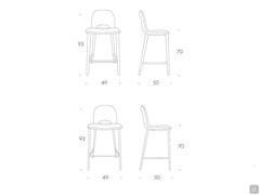 Beetle leather bar stool with high backrest - Layout and measurements 