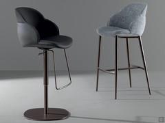 Two-tone upholstered adjustable stool My Way Too - adjustable and fixed model with four metal legs