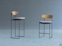 Keel minimalist stool with backrest in ash wood in two sizes