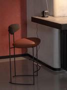 Keel minimalist stool with elegant and refined backrest in ash wood 