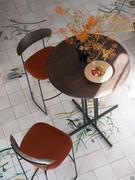 Keel high stools with metal frame and curved wooden backrest to match the bar table top