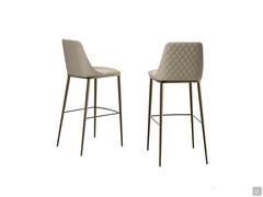 Side and rear view of Michela quilted back stool, metal legs