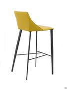 View from the back of the modern bar-stool Antelos with with metal legs and belting leather seat