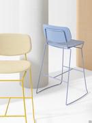 Chloe metal high stool with a sled base and seat and backrest upholstered or in Beech wood