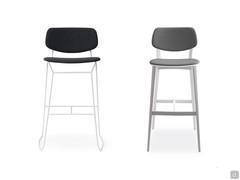 High metal stool Chloe with metal structure or four wooden legs