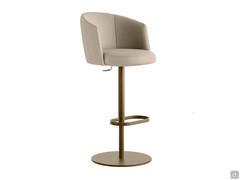 Leslie swivel back stool with leather seat and bronze metal base