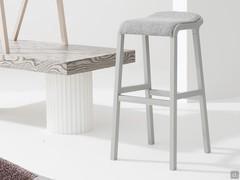 High bar stool without back Bryanna with seat upholstered in fabric