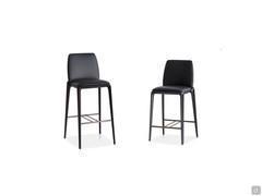 Stools Hiru with leather shell and solid wood frame