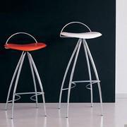 Coco modern chromed bar stool with hide-leather seat, by Cattelan