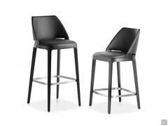 Pair of Velis upholstered stools in two available heights: snack top and kitchen top