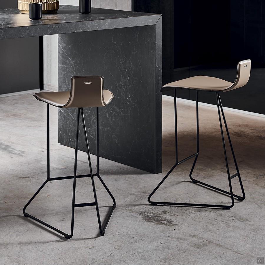 Pepe hide-leather stool by Cattelan with sledge legs