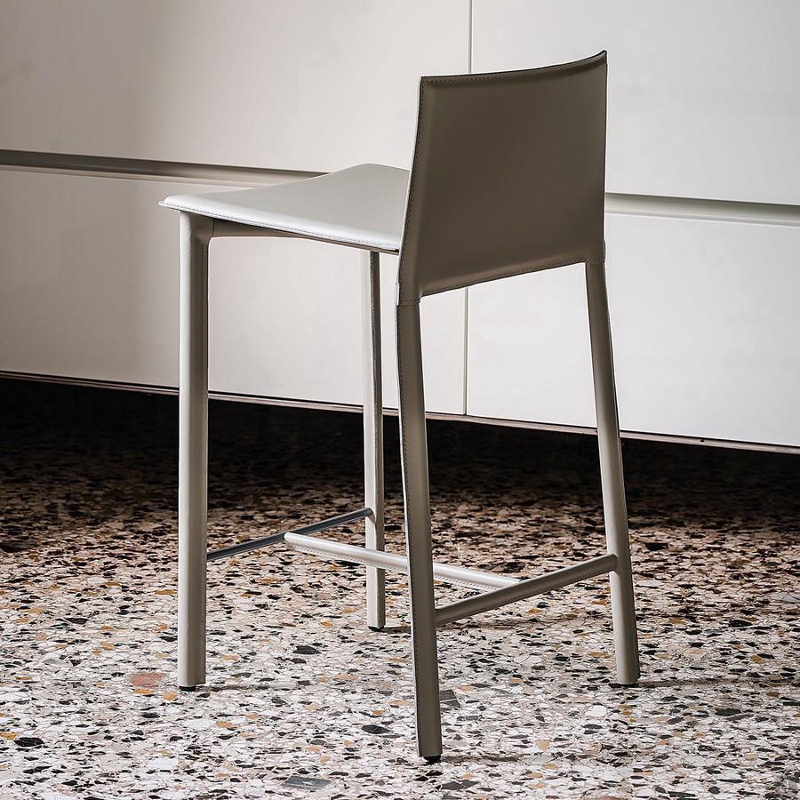 Cliff kitchen hide-leather stool by Cattelan