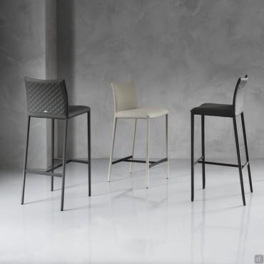 Norma by Cattelan upholstered stool metallic legs