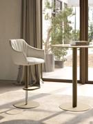 Gladys stool with comfortable high-backed armchair seat, upholstered and covered in leather, fabric, velvet or faux leather