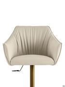 Detail of the upholstered armchair-style seat with armrests and high back for maximum comfort and cosiness