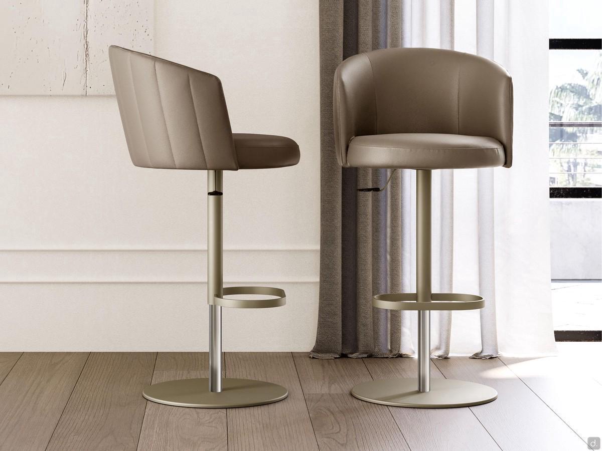 Leslie high-backed upholstered swivel stool with armrests for maximum comfort