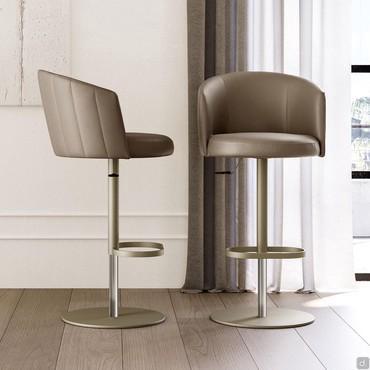 Leslie swivel stool with backrest