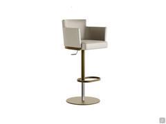 Evora stool here proposed with smooth shell, also with high back and armrests