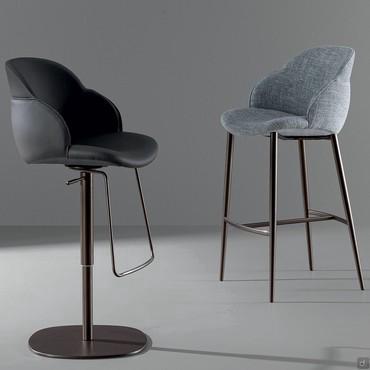 Two-tone upholstered adjustable stool My Way Too by Bonaldo