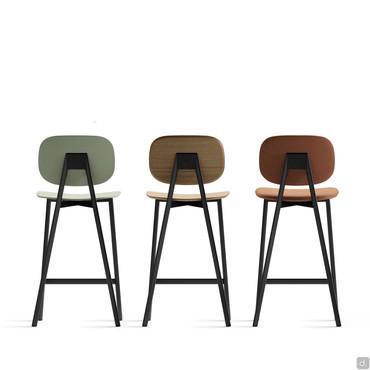 Lollipop high bar stool with comfortable back