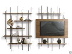 Wall-mounted TV stand and bookcase Waterfall, which can be coordinated into one design wall unit