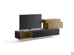 Furniture for TVs over 50 inches California Slide, with recognizable and distinctive asymmetrical shapes