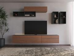 Fly wall-hung TV stand with ceramic stone top Fly wall-hung TV stand with stacked drawers, drop-down door and ceramic stone top