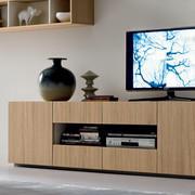 Start TV stand with central open compartment, doors and drawers