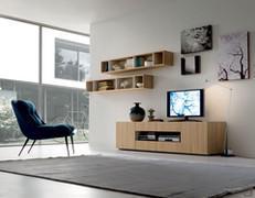 Start TV stand with central open compartment, doors and drawers