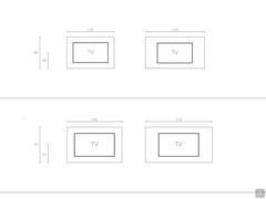 Scheme of the different measurements of TV panel with frame (example with 40'' and 46'' TVs)