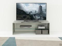 Multiglass tempered glass TV cabinet, 130x40 h.42 cm