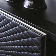 Detail of the black leather quilted door 