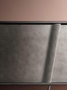 Detail of the Gunmetal brushed lacquered doors finish, available on the fronts of Connie collection