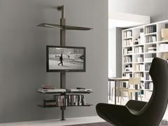 Swiveling TV stand Kino with crystal shelves in the wall-mounted version