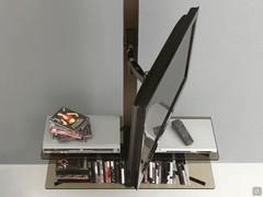 Swiveling TV stand Kino - detail of the swivel plate, with 180° lateral excursion and -10°/10° tilt