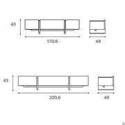 Dimensions of Arrow TV stand with drop-leaf compartment and drawers