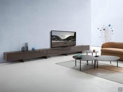 Arrow TV stand with drop-leaf door, two identical elements matched together in a big single TV unit