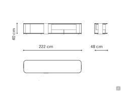 Dimensional diagram of the Paddle TV cabinet by Bonaldo