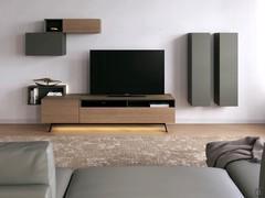 California wood low TV cabinet in a composition with wall units from the same collection (available in the alternative products at the bottom of the page)