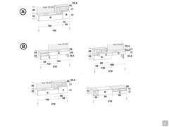 TV cabinet with drawers and flap door Fly Open models: A) width cm 195 - B) width cm 210