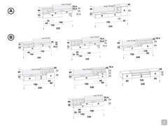 TV cabinet with drawers and flap door Fly Open models: A) width cm 225 - B) width cm 240