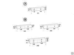 Lacquered TV stand with wooden frame Columbus - Diagrams and dimensions of compositions: A) 212 cm - B) 242 cm