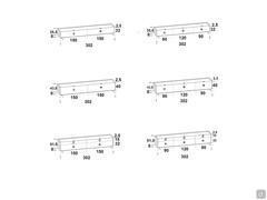 Lacquered TV stand with wooden frame Columbus - Diagrams and dimensions of compositions from 302 cm