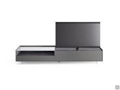 Columbus Glass wood and glass TV stand with ceramic tops and matte lacquered fronts