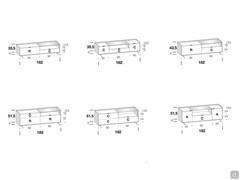 Columbus Glass wood and glass TV stand - Drawings and measurements of 182 compositions