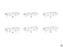 Columbus Glass wood and glass TV stand - Drawings and measurements of 242 compositions