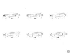 Columbus Glass wood and glass TV stand - Drawings and measurements of 272 cm compositions