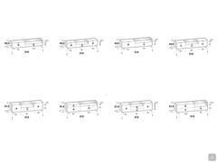 Columbus Glass wood and glass TV stand - Drawings and measurements of 212 cm compositions