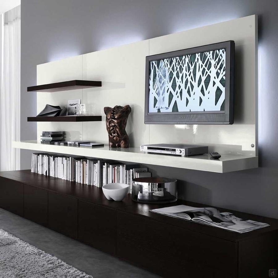 Shelf with backrest TV stand Plan equipped with LED backlighting